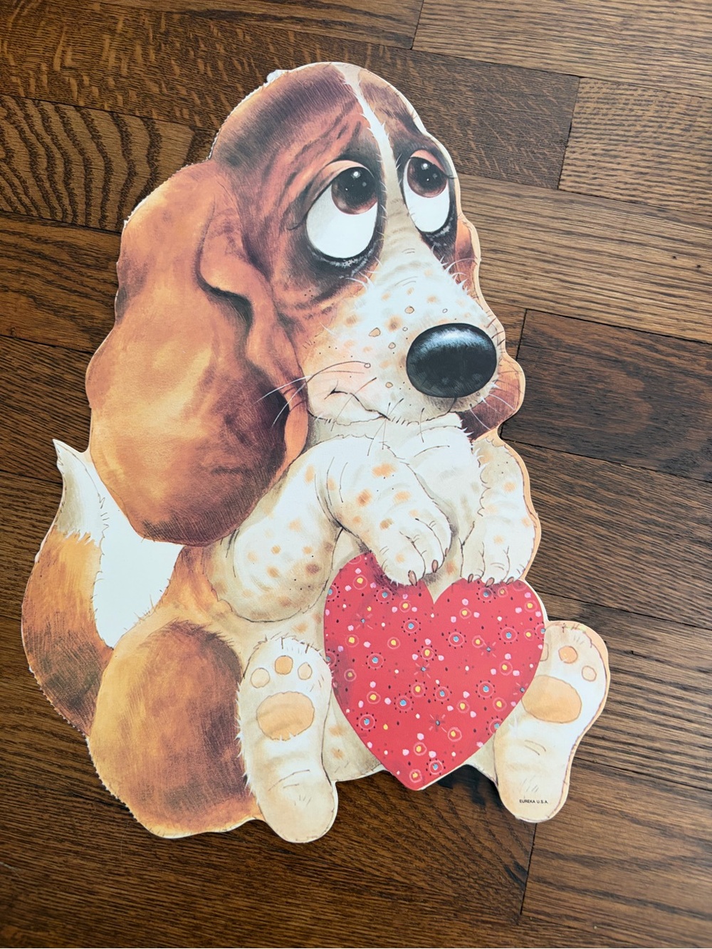 Vintage 13" Eureka Bassett Hound Valentines Day Die Cut Cardboard Wall Hangings